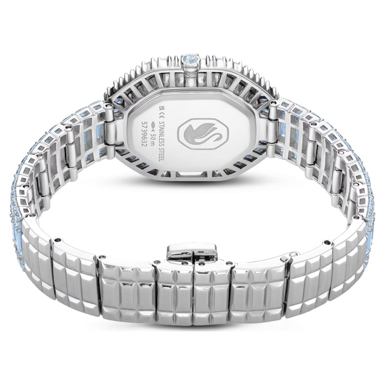 Matrix octagon watch Baguette cut, Metal bracelet, Blue, Stainless steel